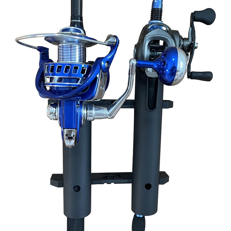 HiUmi Wall Mounted Fishing Rod Holders Tubes Links Fishing Rod Holder Rack Rests (2-Pole-Black) - Image 5